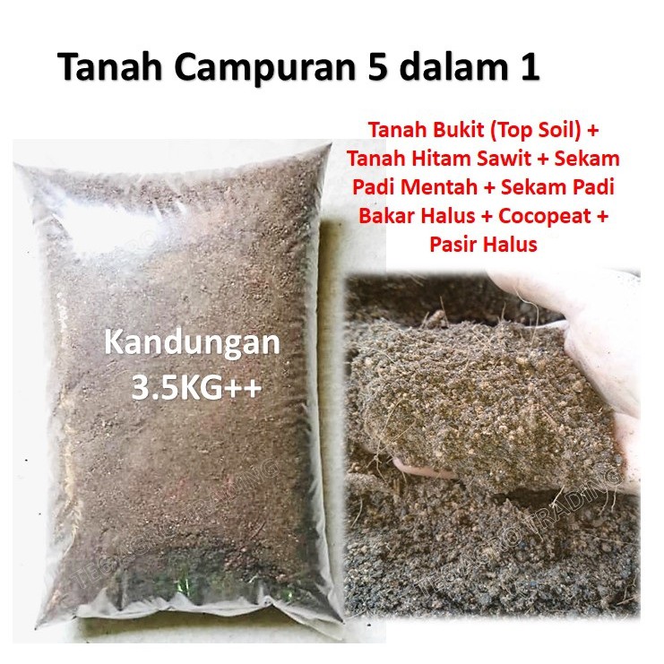 MIX SOIL 5 IN 1 READY TO USE 3.5KG++ TANAH CAMPURAN 5 DALAM 1