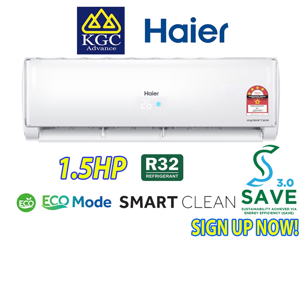 Haier 1.5HP R32 Inverter Aircond Air Conditioner HSU13VTH21 Shopee