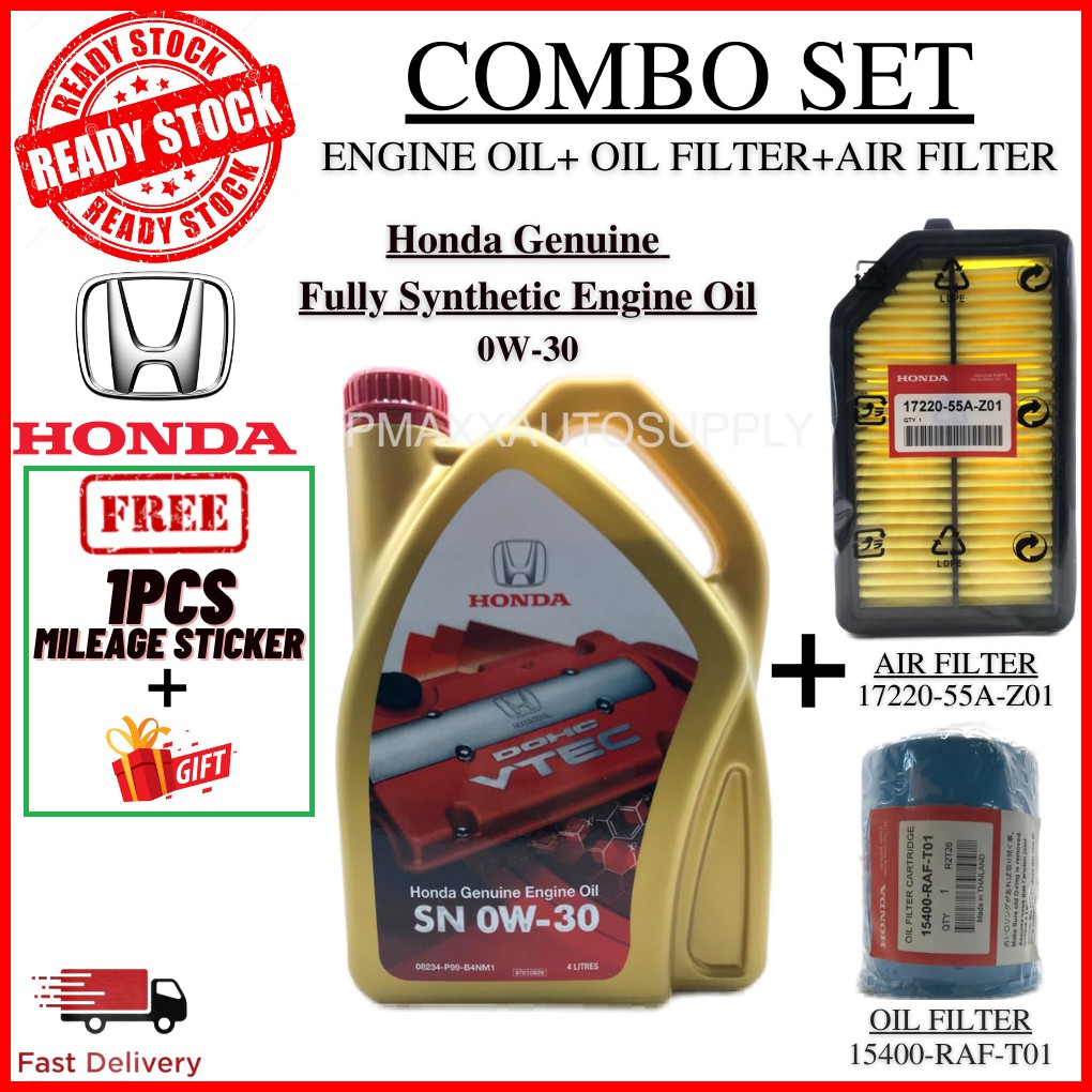 Honda Genuine Fully Synthetic SN 0W30 Engine Oil + Honda Oil Filter