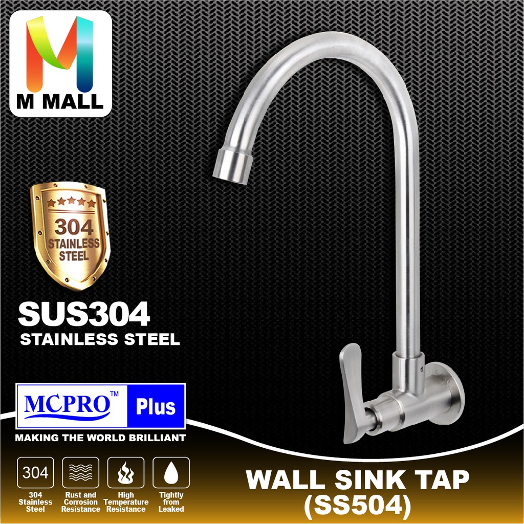 MCPRO Plus Stainless Steel SUS 304 Kitchen Faucet WALL SINK TAP (SS504
