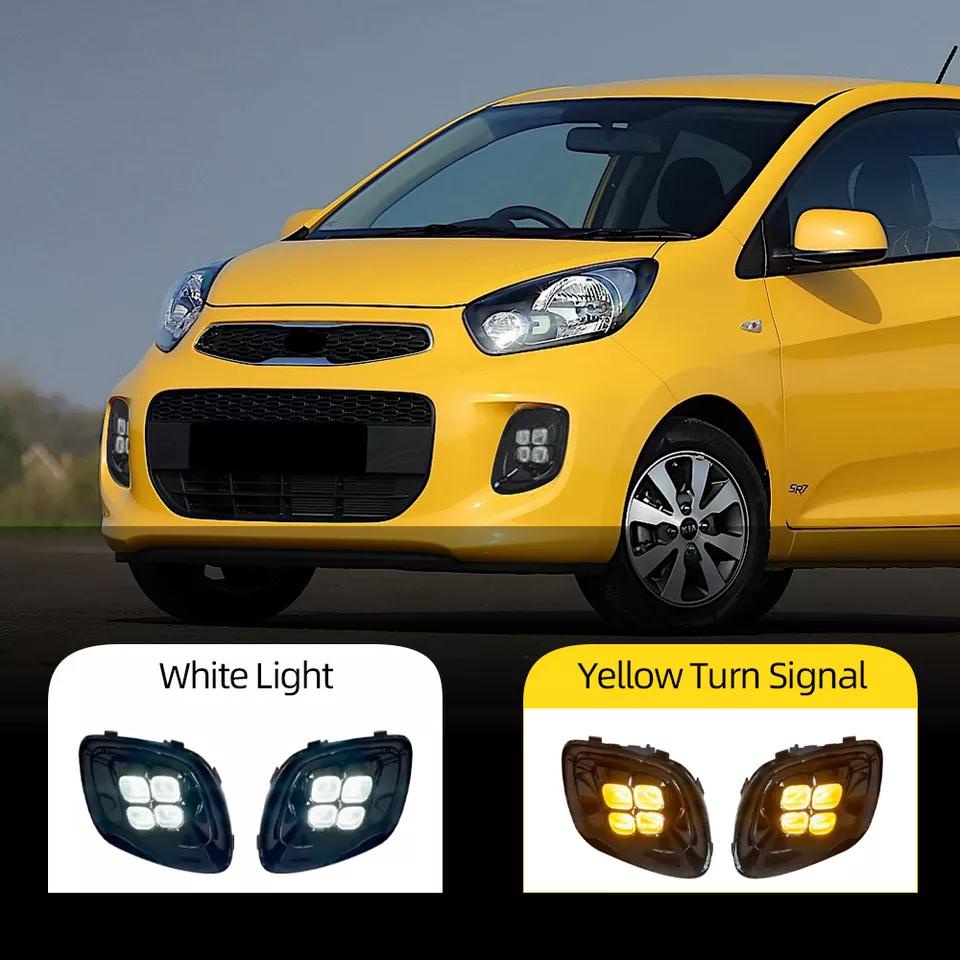 Car Flashing 1Pair For Kia Picanto 2015 2016 LED Fog Lights DRL LED