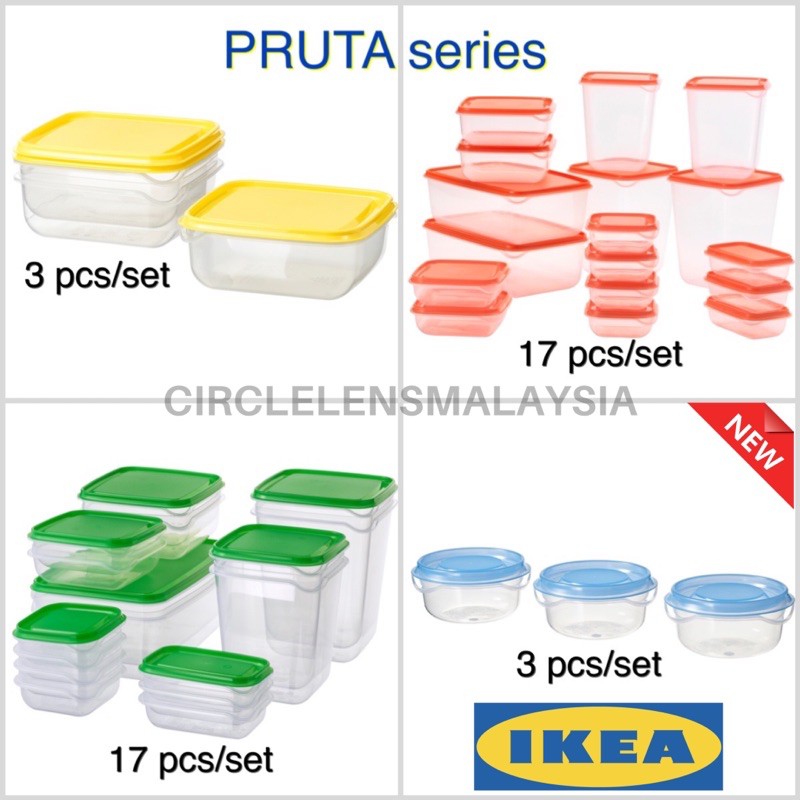 [READY STOCK] 17 pcs IKEA PRUTA food container plastic tempat letak