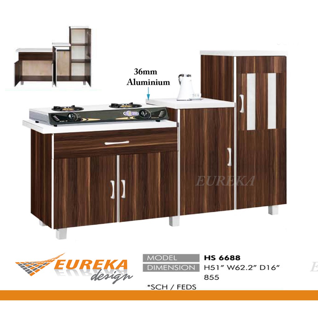EUREKA 5ft Gas Kitchen Dapur Gas Aluminium Edges