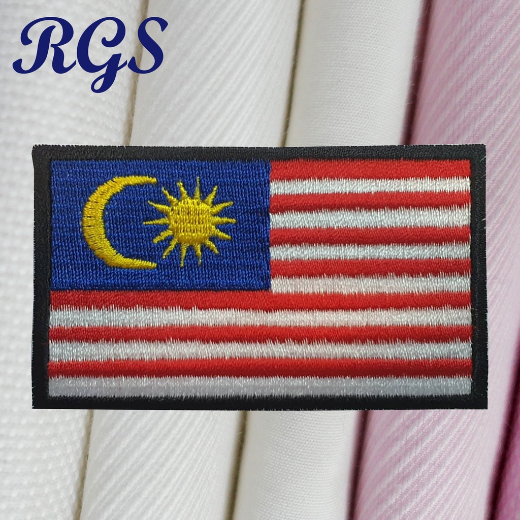 Hitam Negara Bendera Malaysia Flag Logo Sew On Iron On Embroidered Patches Patch Embroidery