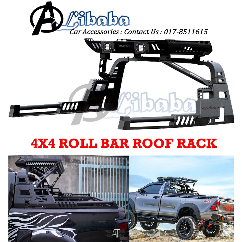 4x4 Pickup Truck Roll Bar With Roof Rack Cargo for Hilux Dmax Navara Revo Vigo Ford Ranger