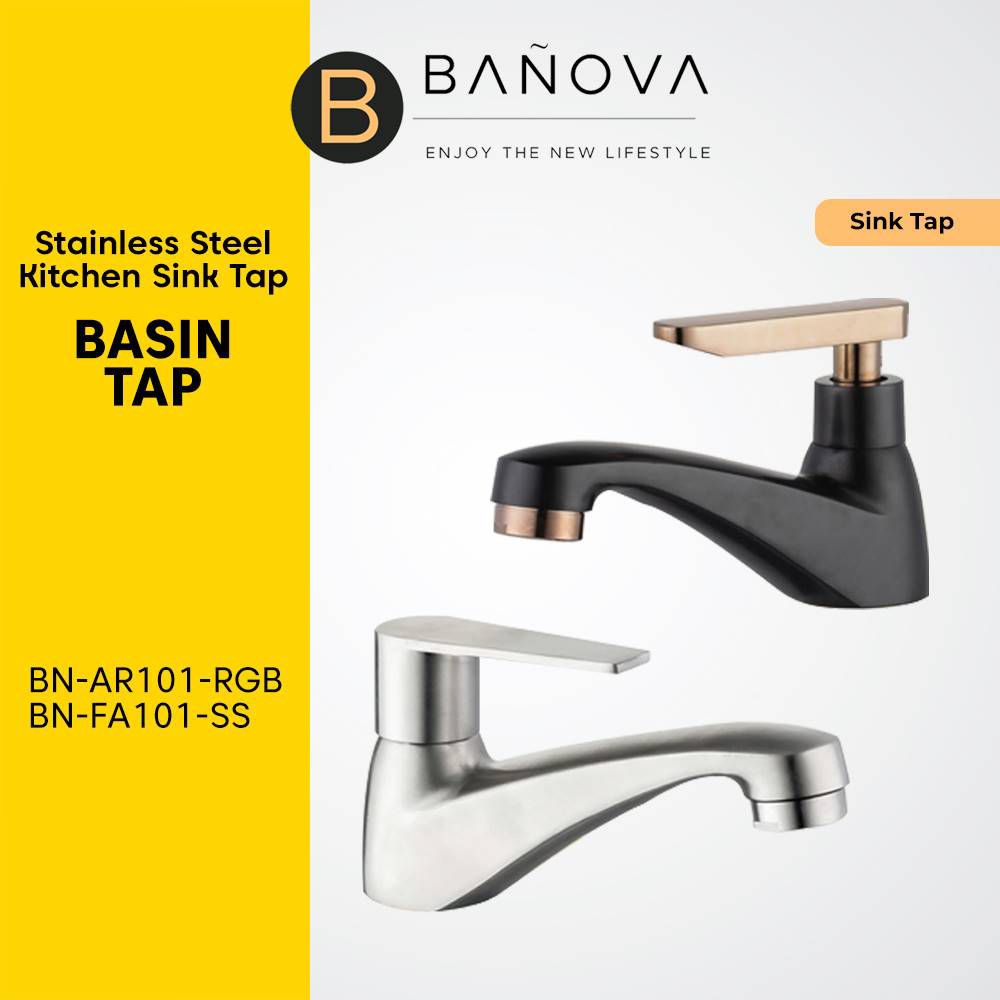 BANOVA SUS 304 Stainless Steel Bathroom Basin Tap Bib Tap Two Way Tap