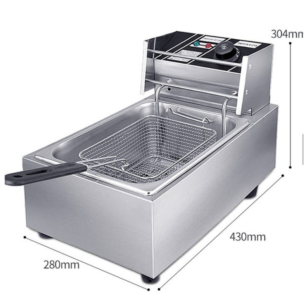Penggoreng Deep Fryer Elektrik 6L Stainless Steel (Peniaga makanan