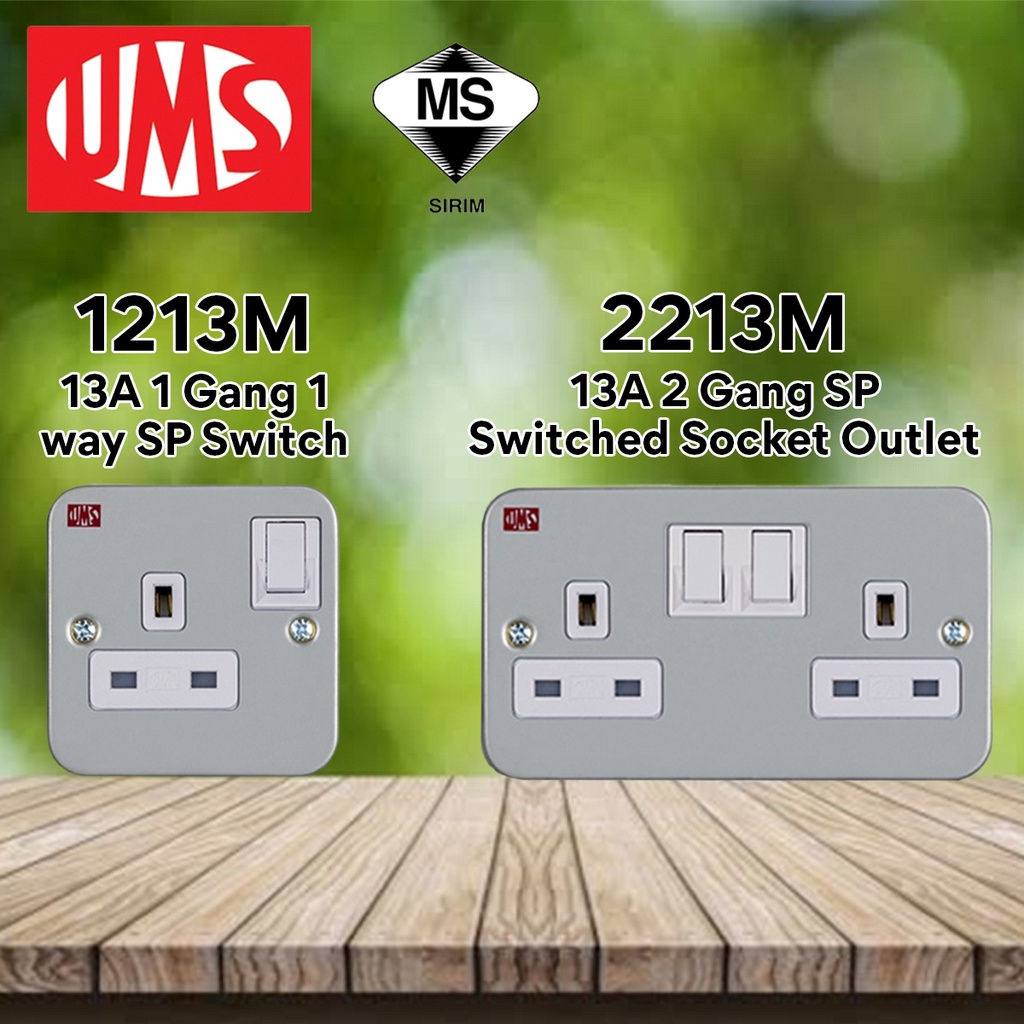 [SIRIM] UMS Metal Clad Switch Socket Outlet Soket Plug Besi 13A (1213M