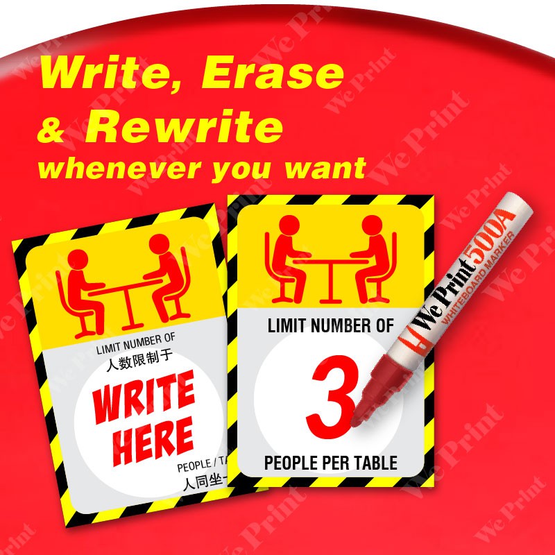 A6 Size Social Distancing Table Top Sticker for Workplace, Restaurant