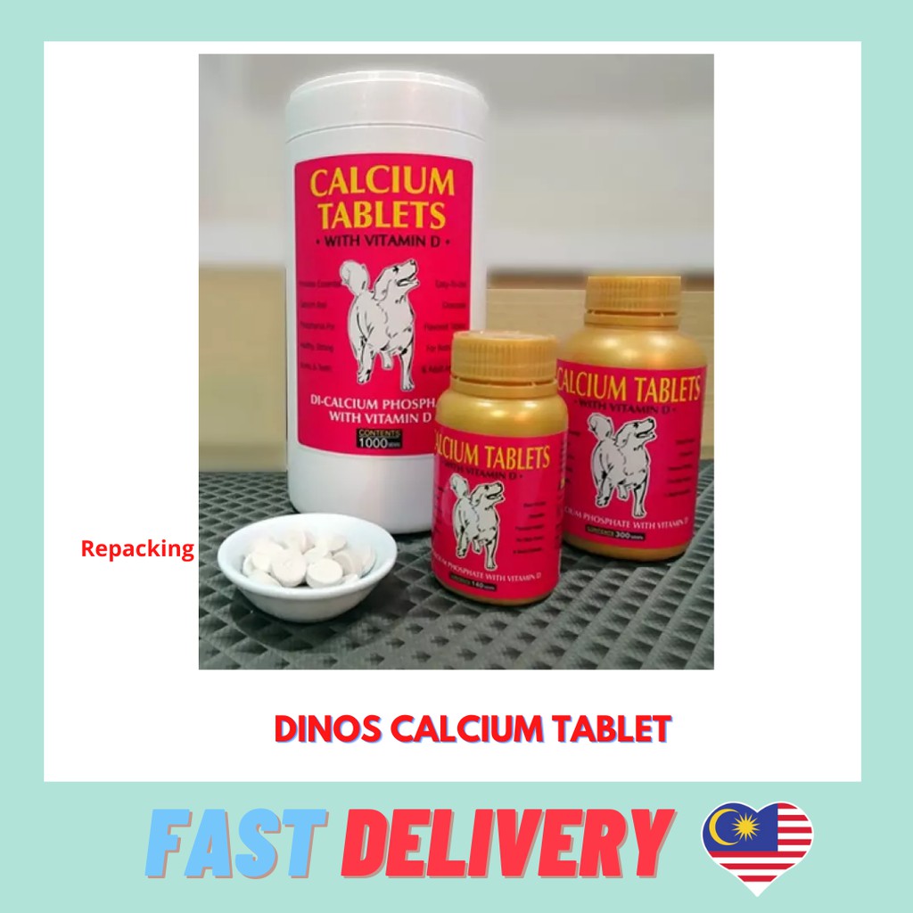 Dinos Calcium Tablet Vitamin D for Dogs repacking Shopee Malaysia