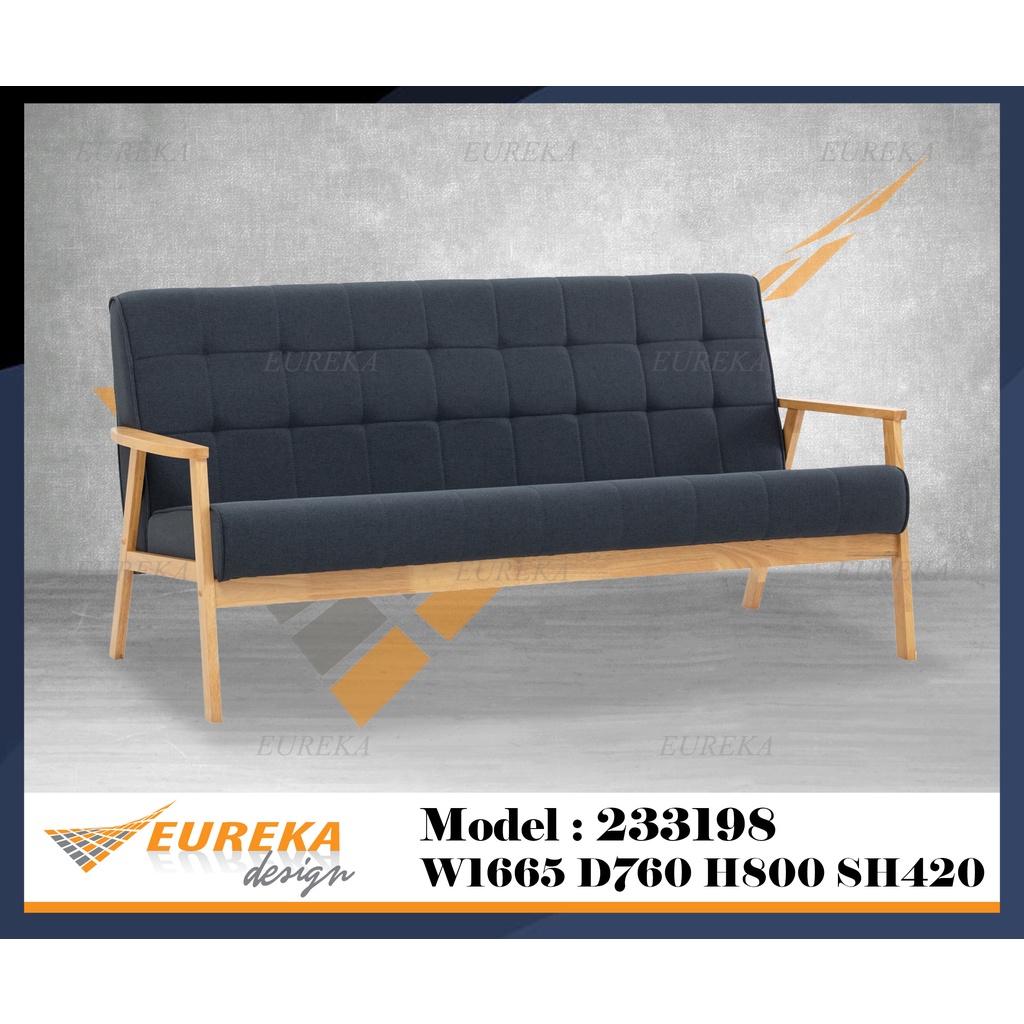 EUREKA DIY 3 Seater Sofa Set Couch Living Modern Minimal Wood Fabric