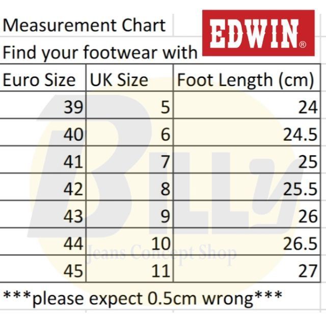 Edwin Size Chart ubicaciondepersonas.cdmx.gob.mx