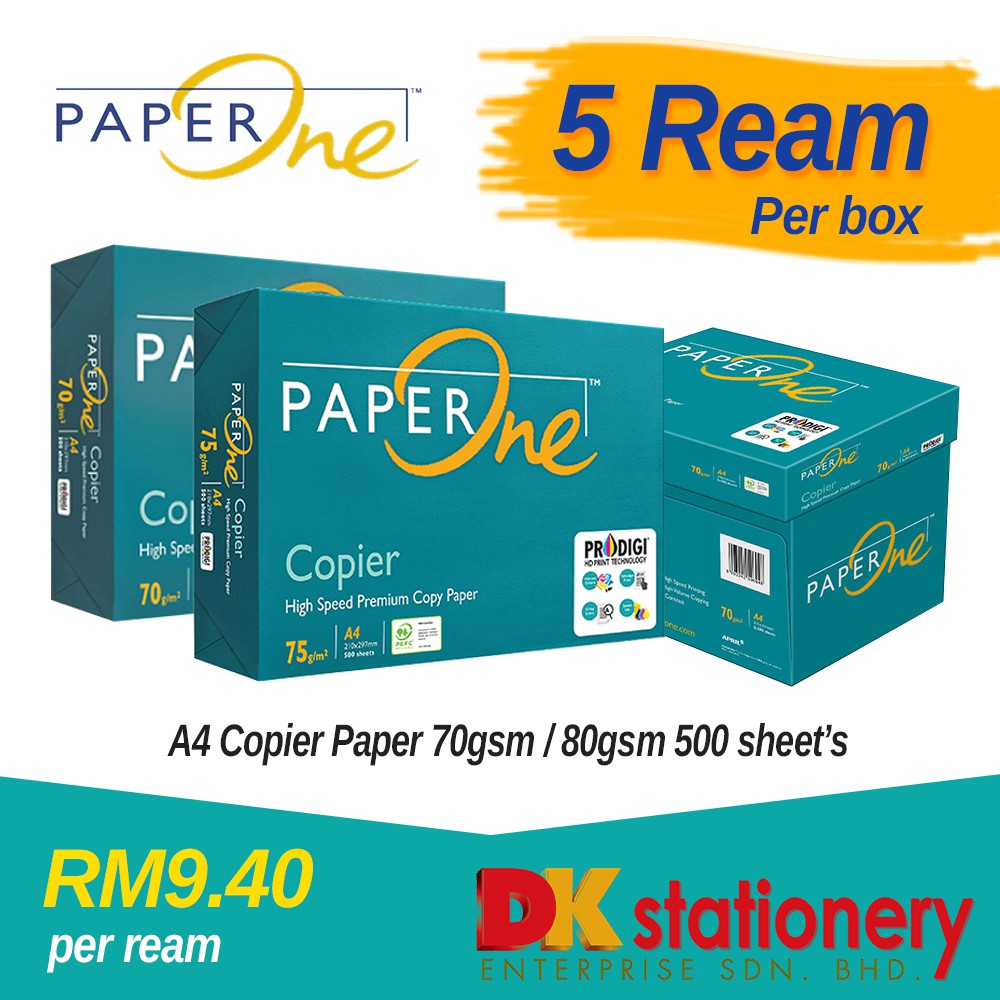 Paper One A4 75gsm / 70gsm Copier Paper 500's (5reams) Shopee Malaysia