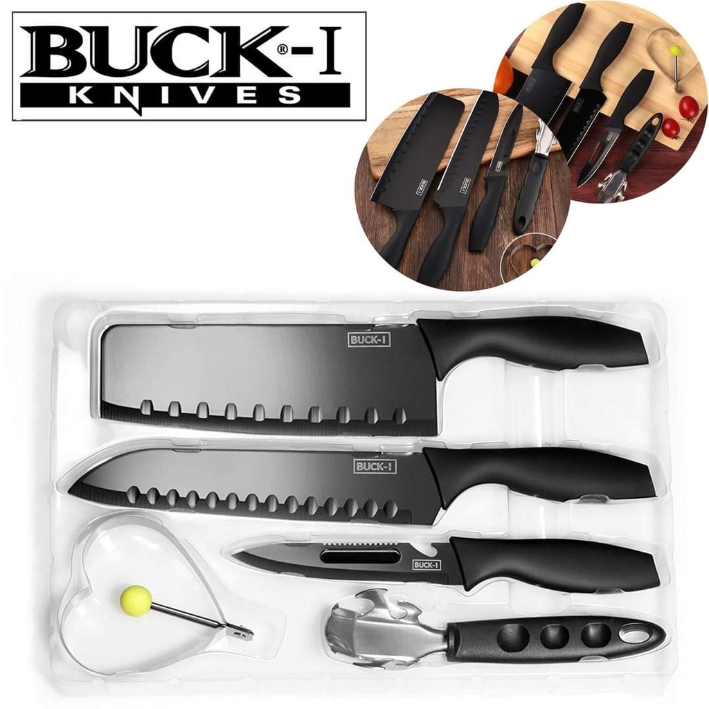 Set of 5 Stainless Steel Kitchen Knife Black Shopee Malaysia