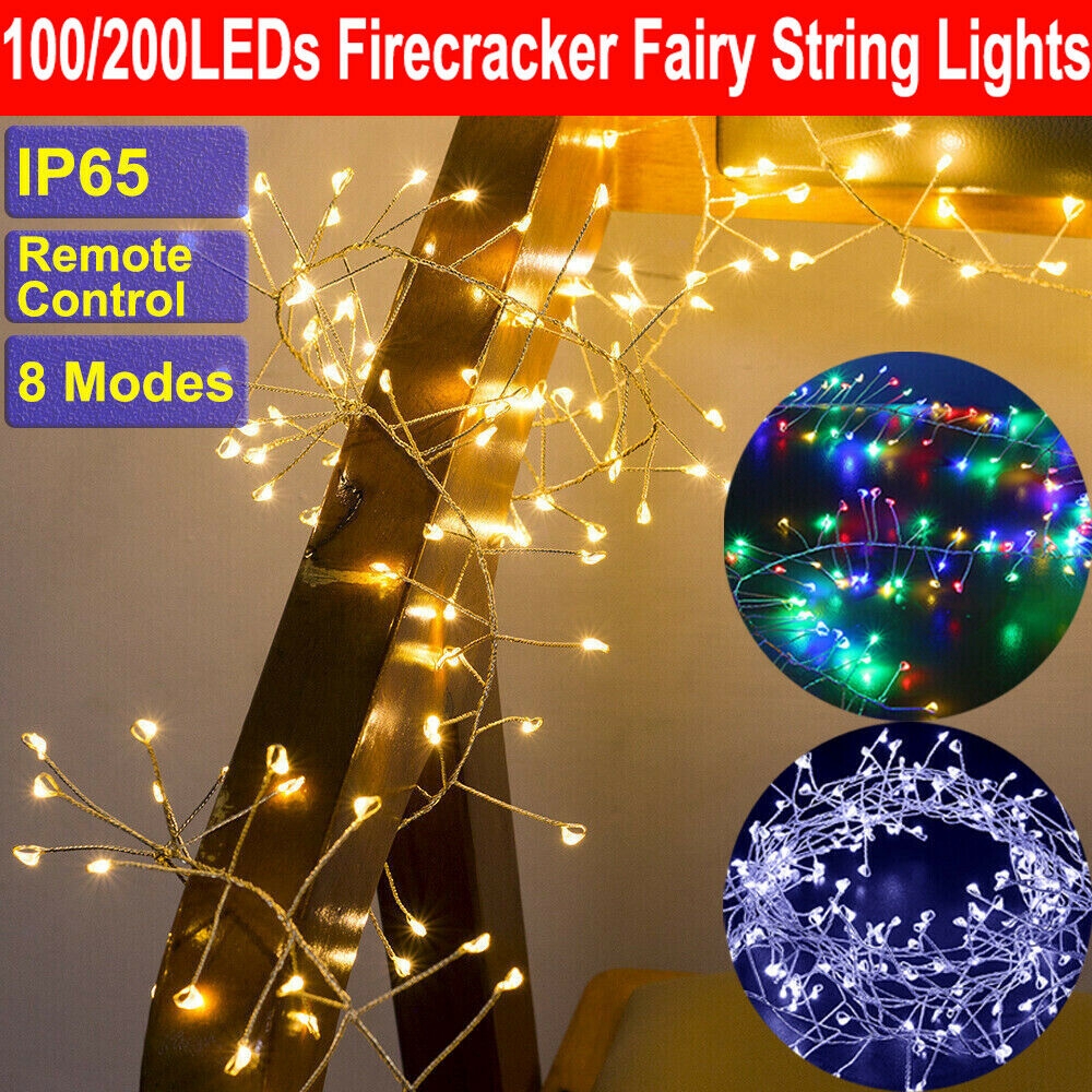 100/200LED Remote Control Christmas Firecracker Fairy String Night