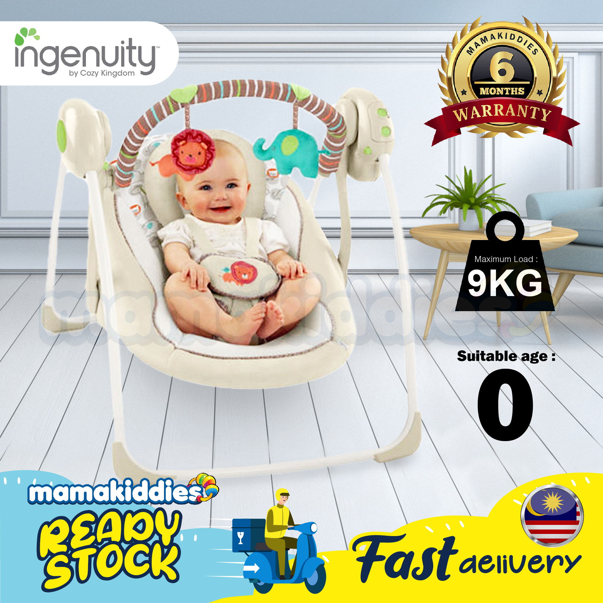 Bright Starts Ingenuity Soothe n Delight Portable Auto Baby Swing Leaf