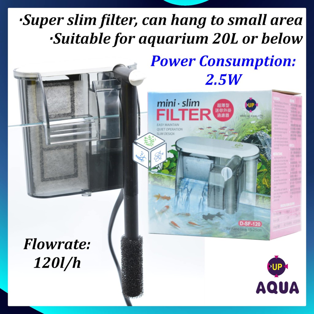 Up Aqua Aquarium Slim Filter Hang on Filter DSF120 Nano Aquarium Fish Tank Hanging Waterfall