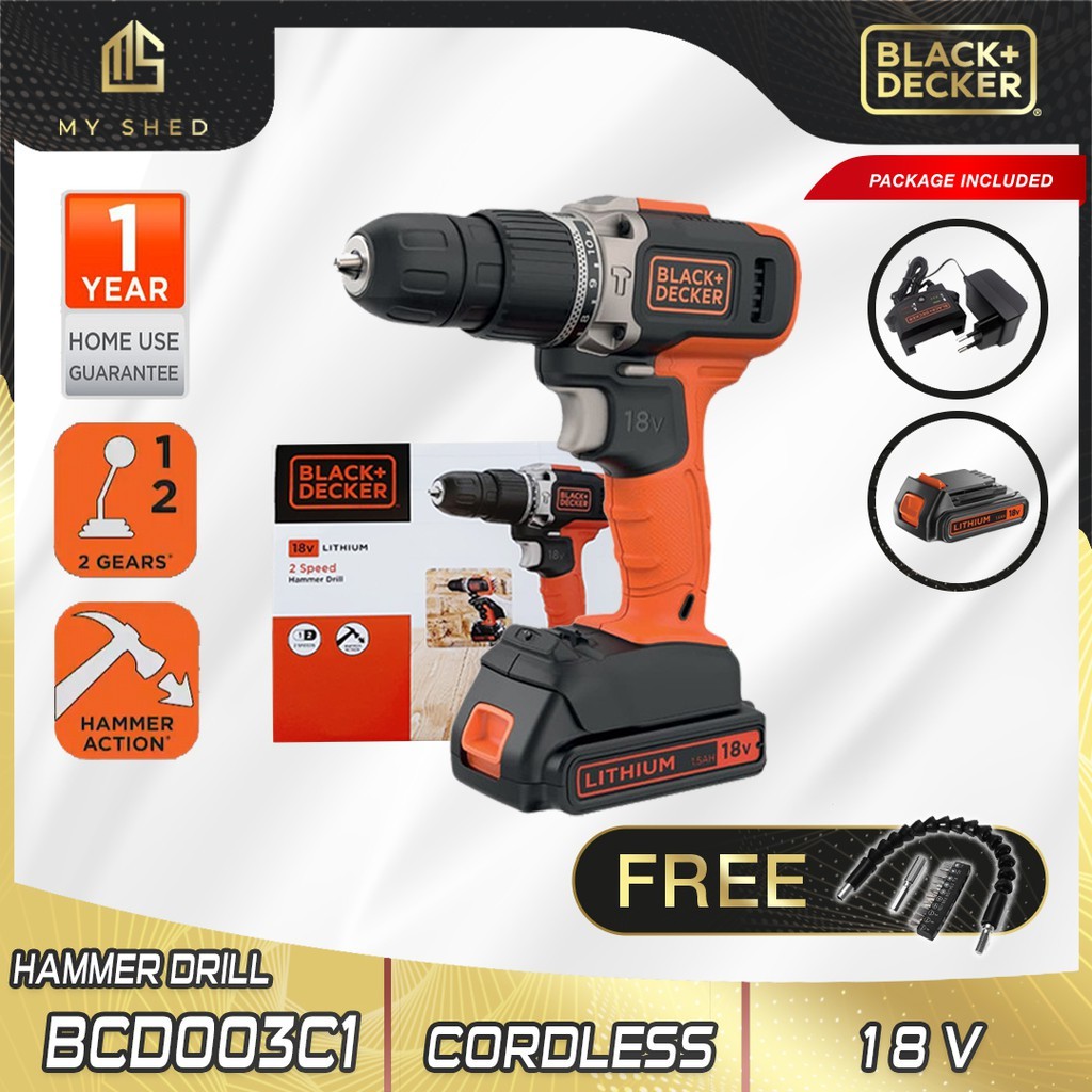 BLACK & DECKER BCD003C1 18V 1.5AH Lithiumion 2 Speed Hammer Drill