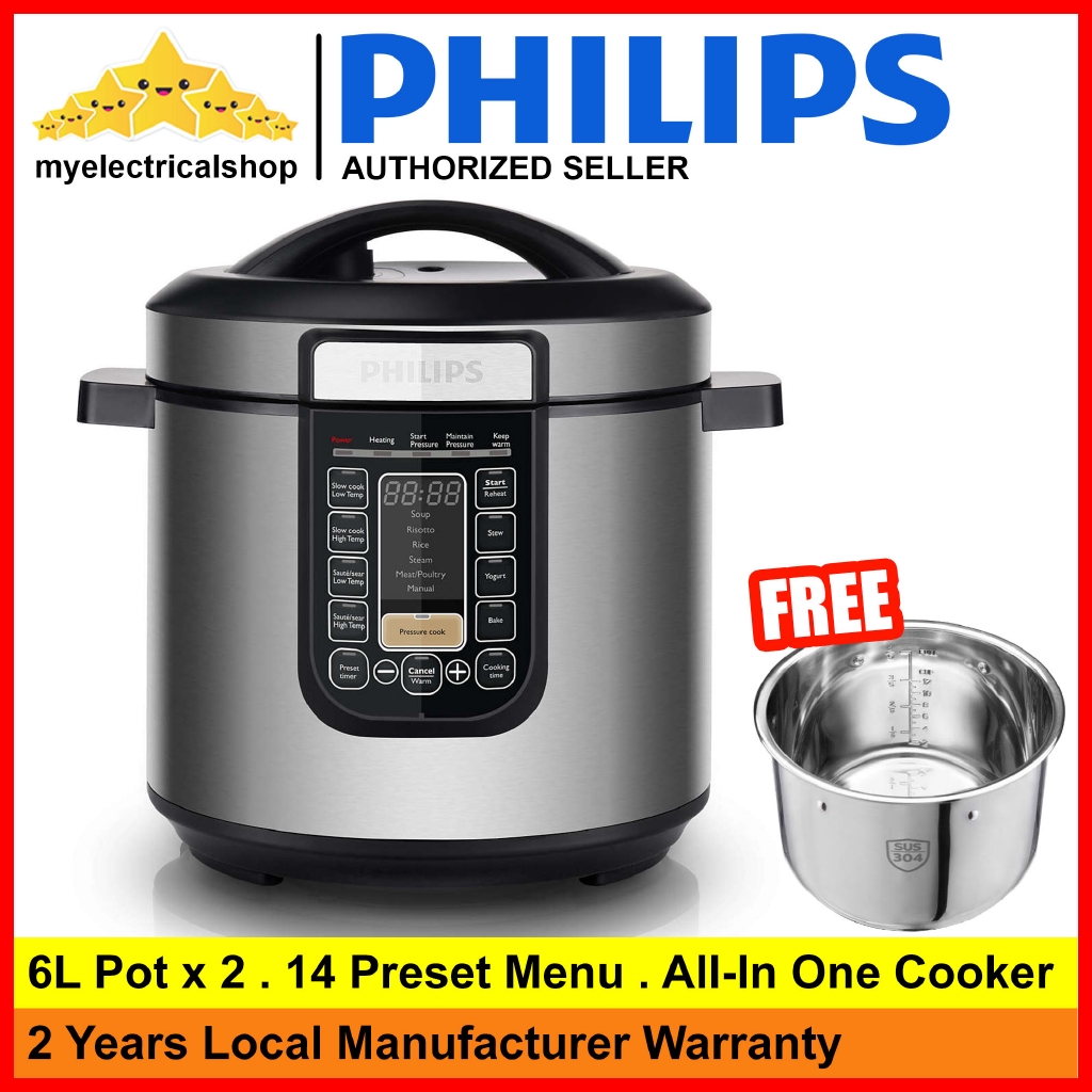 Philips Pressure Cooker HD2137 ( 6.0L ) Multi Cook Menus [ EXTRA ONE