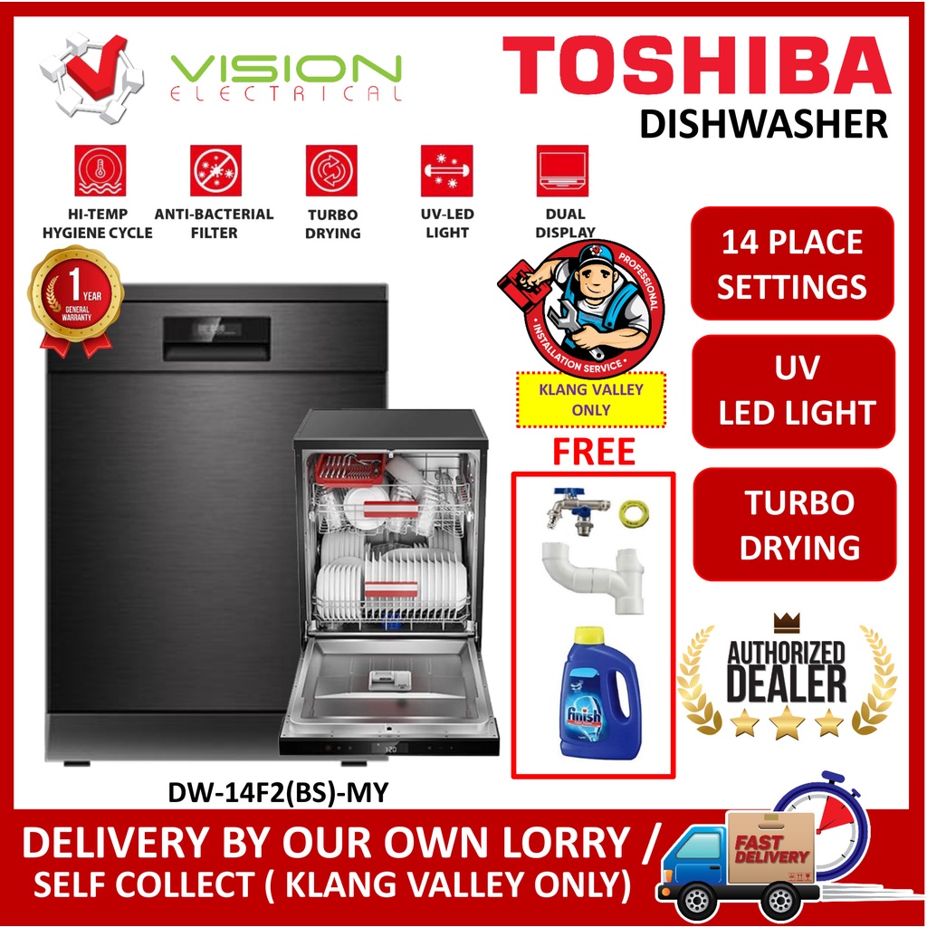 [FREE Delivery] TOSHIBA 14 Place Setting Dishwasher UV LED Light DW
