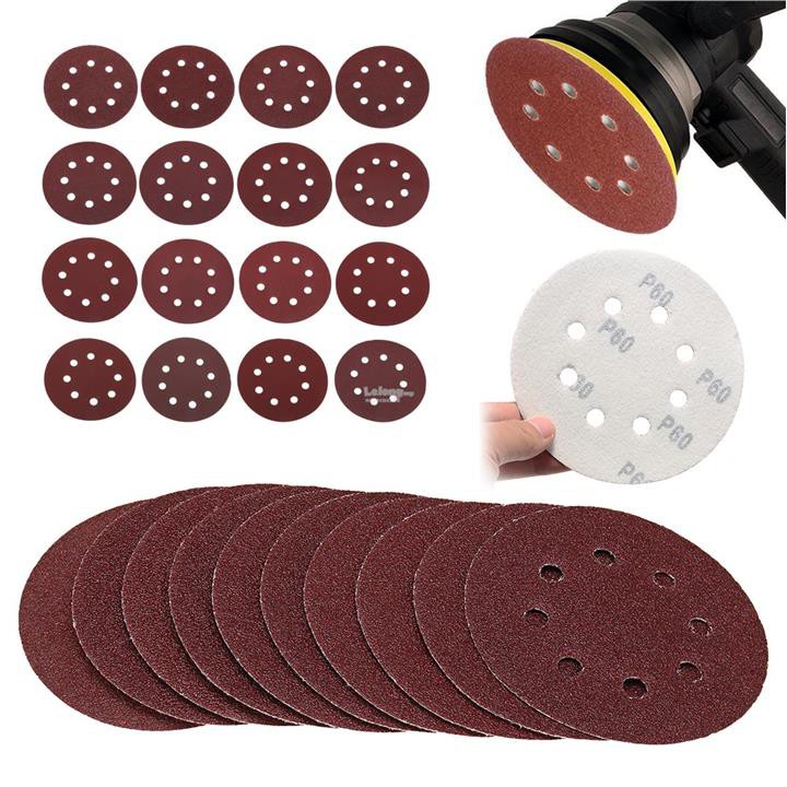 100pcs 60600 Grit Sanding Disc 5''/125mm Orbital Sand Paper 8 Holes DIY Abrasive Hook and Loop