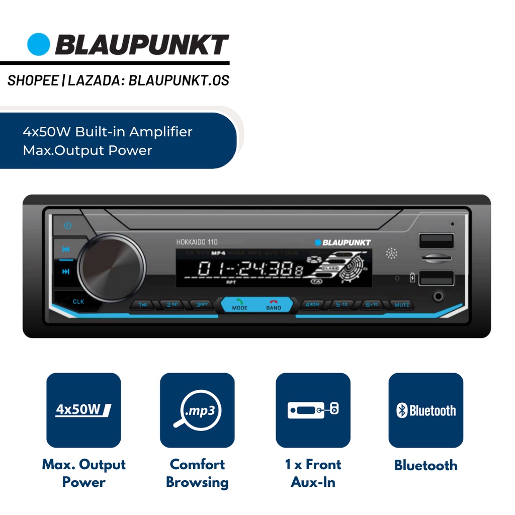 Blaupunkt Car Radio Hokkaido 110 Bluetooth USB 2.0 MP3 Browsing