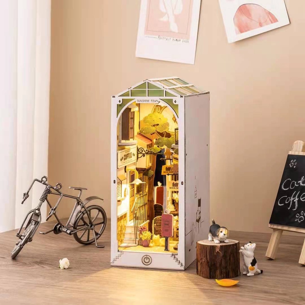 Rolife Sunshine Town 3D Wooden DIY Miniature House Book Nook TGB02