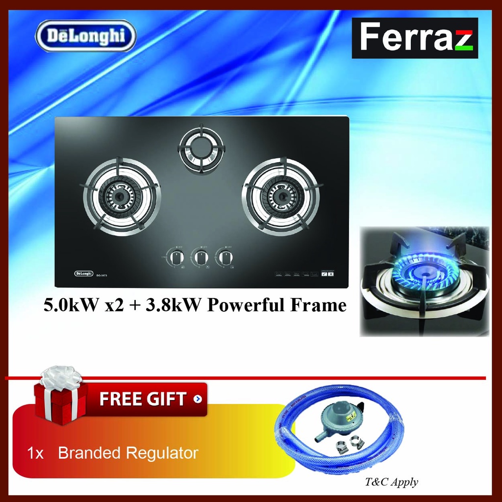 DELONGHI 3 Burners Gas Hob DG3173 / 2 Burners DG2073 / Cooking Stove