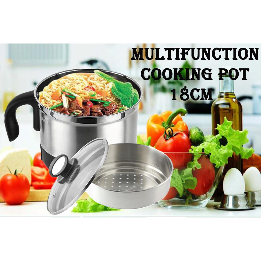 Multifunction Cooking Pot 1 Layer 18cm Electric Cooker Steamer Boiler