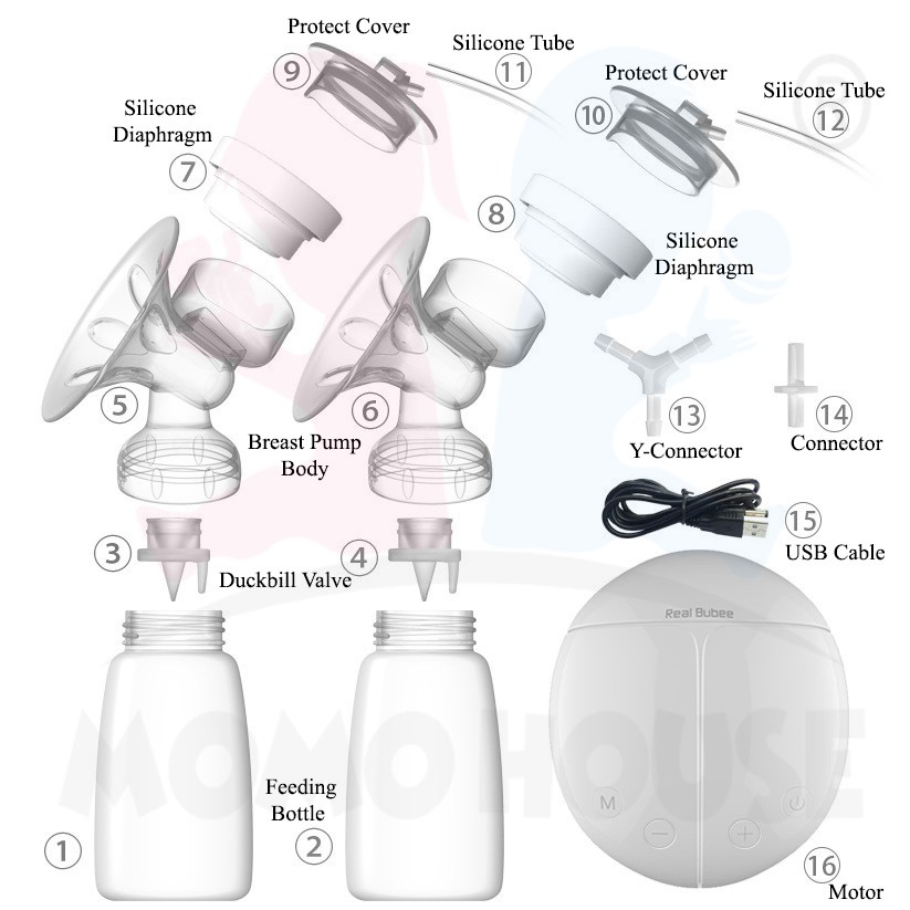 Real Bubee Electric Double Breast Pump Spare Part Pam Susu Shopee