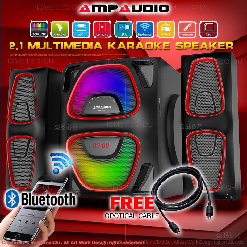 AmpAudio Multimedia Speaker System Audio With PC Speaker Subwoofer Bluetooth Speakers FM Radio