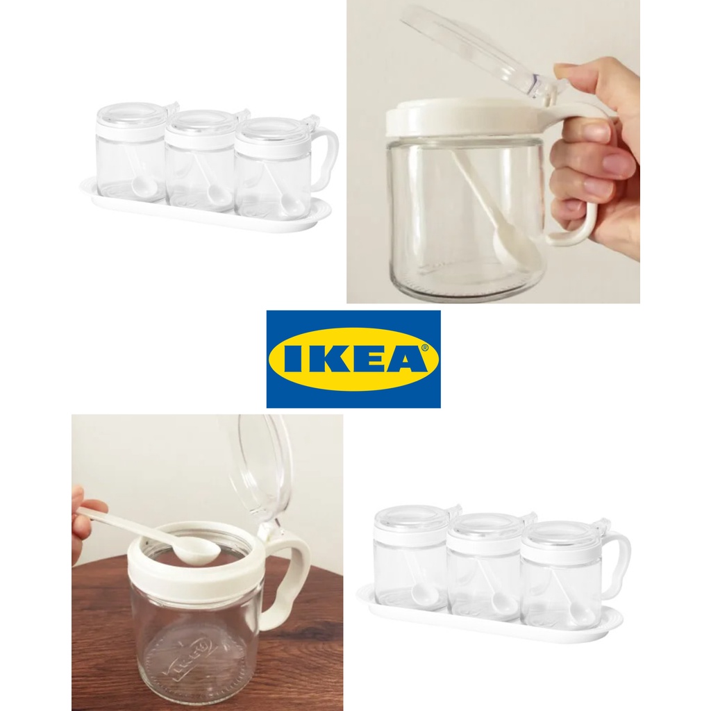 [READY STOCK] IKEA SPICE JAR GLASS/PLASTIC 36CL 3 PIECES SET