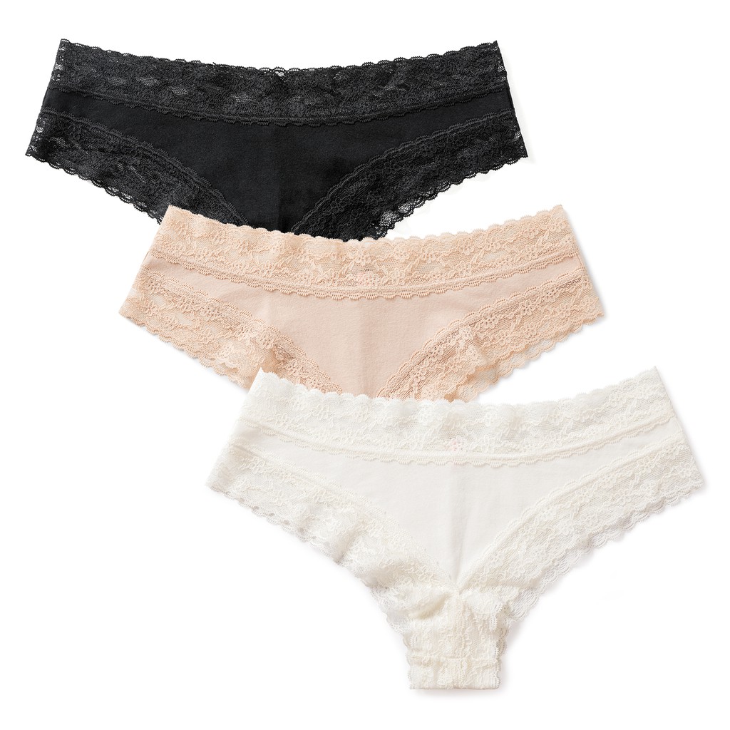 Women's Lace Cotton Panties Soft Bikini Hipster Cheeky Underwear 3 Pack ZHP009X3 Shopee Malaysia