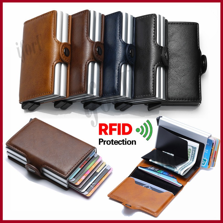 Men's Wallet RFID Dual Aluminum Smart Card Holder Wallet Small Smart