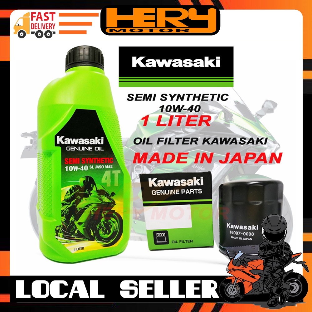 100 ORIGINAL KAWASAKI ENGINE OIL MINYAK ENGINE SEMI SYNTHETIC 4T 10W40