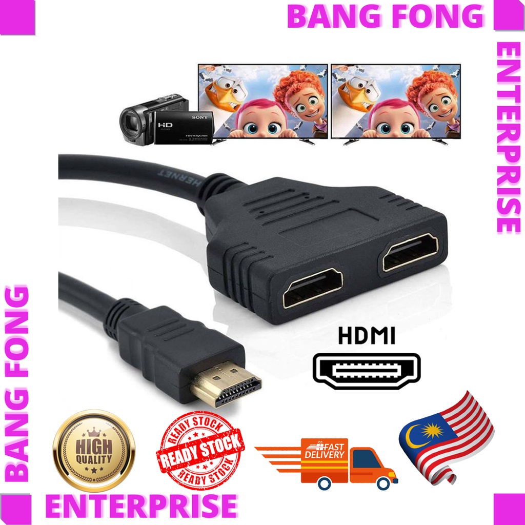 HDMI Splitter Cable Male To Dual HDMI Female 1 in 2 Out For HDTV HD LED