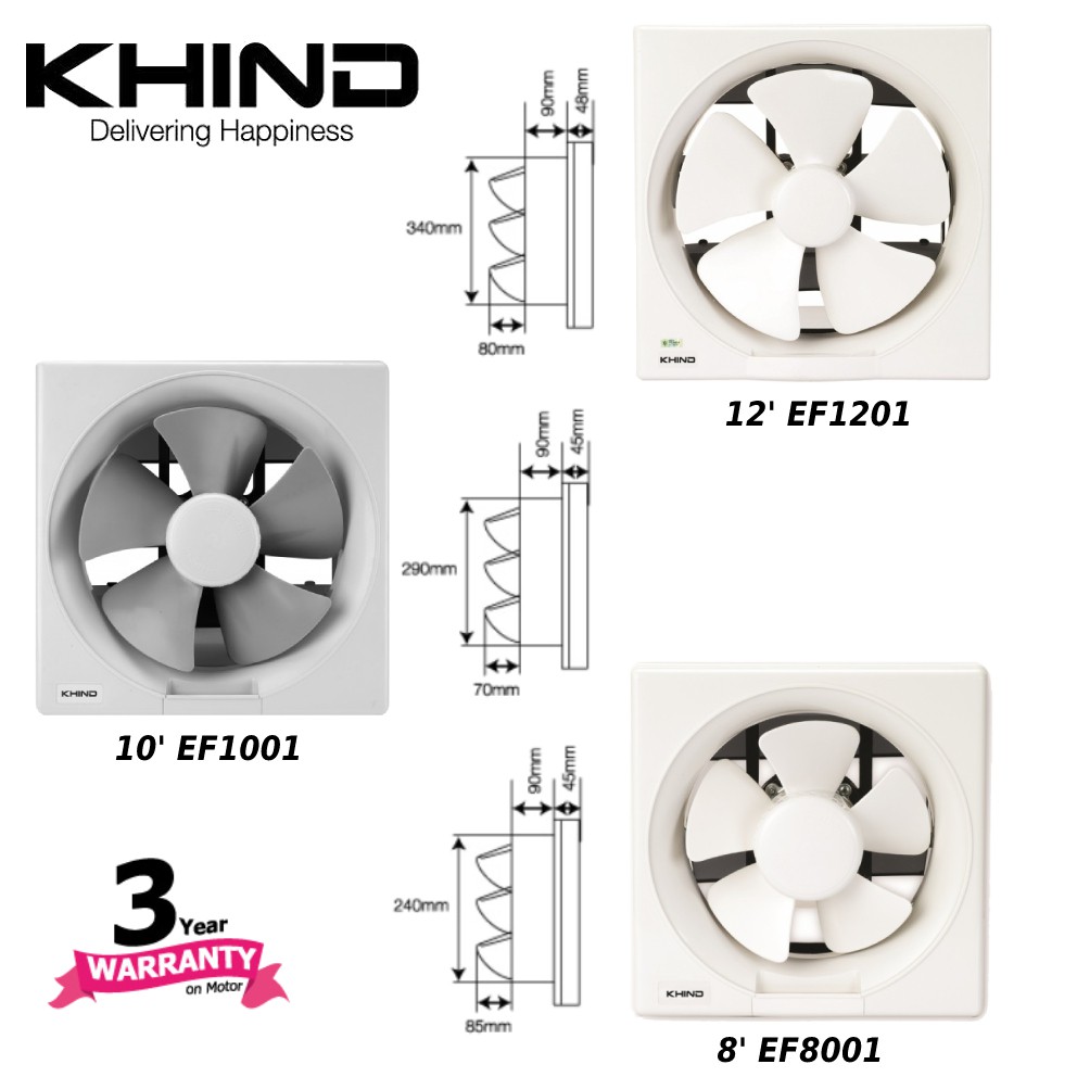 KHIND 8"/10"/12" EXHAUST FAN EF8001/EF1001/EF1201 // KHIND 10