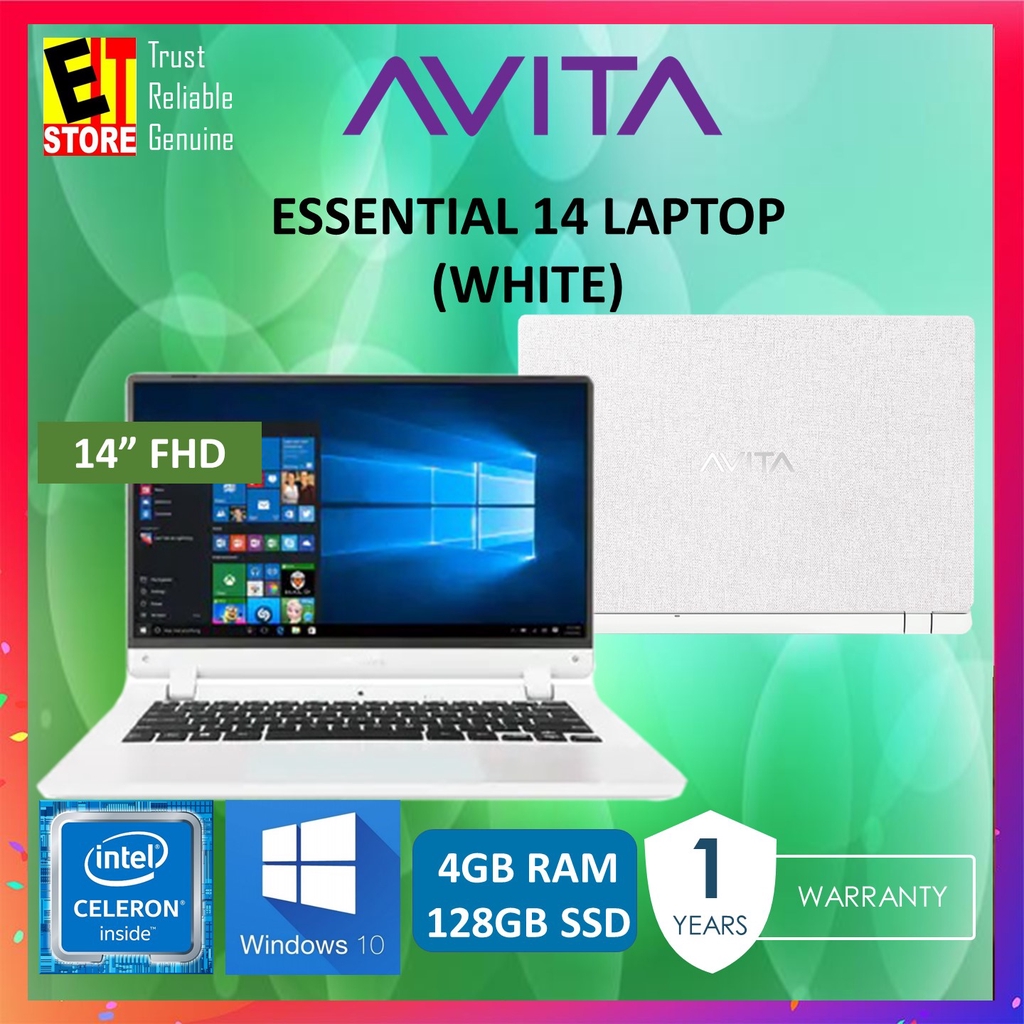 AVITA ESSENTIAL 14 LAPTOP WHITE(CELERON N4020/4GB/128GB SSD/INTEL UHD