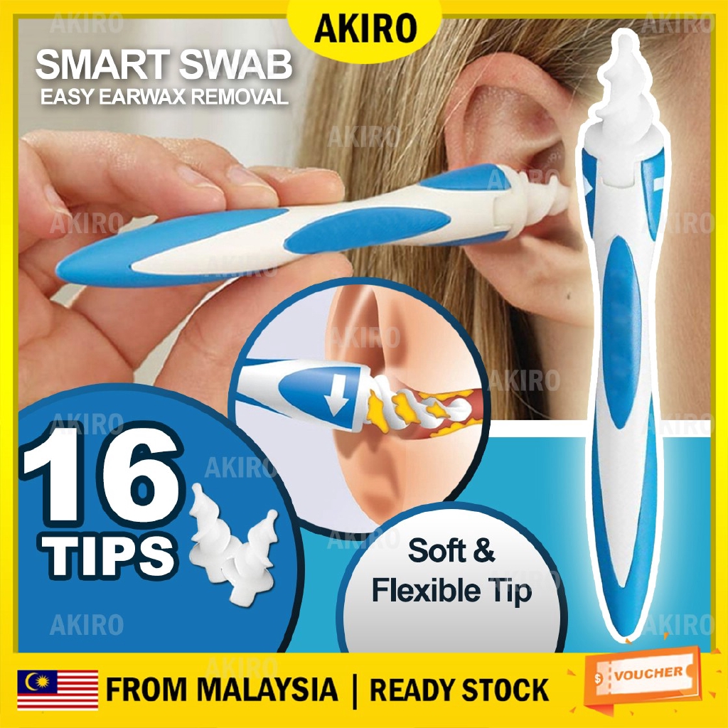 AKIRO Smart Swab Easy Earwax Removal 16 Soft Spiral Ear Cleaner HB