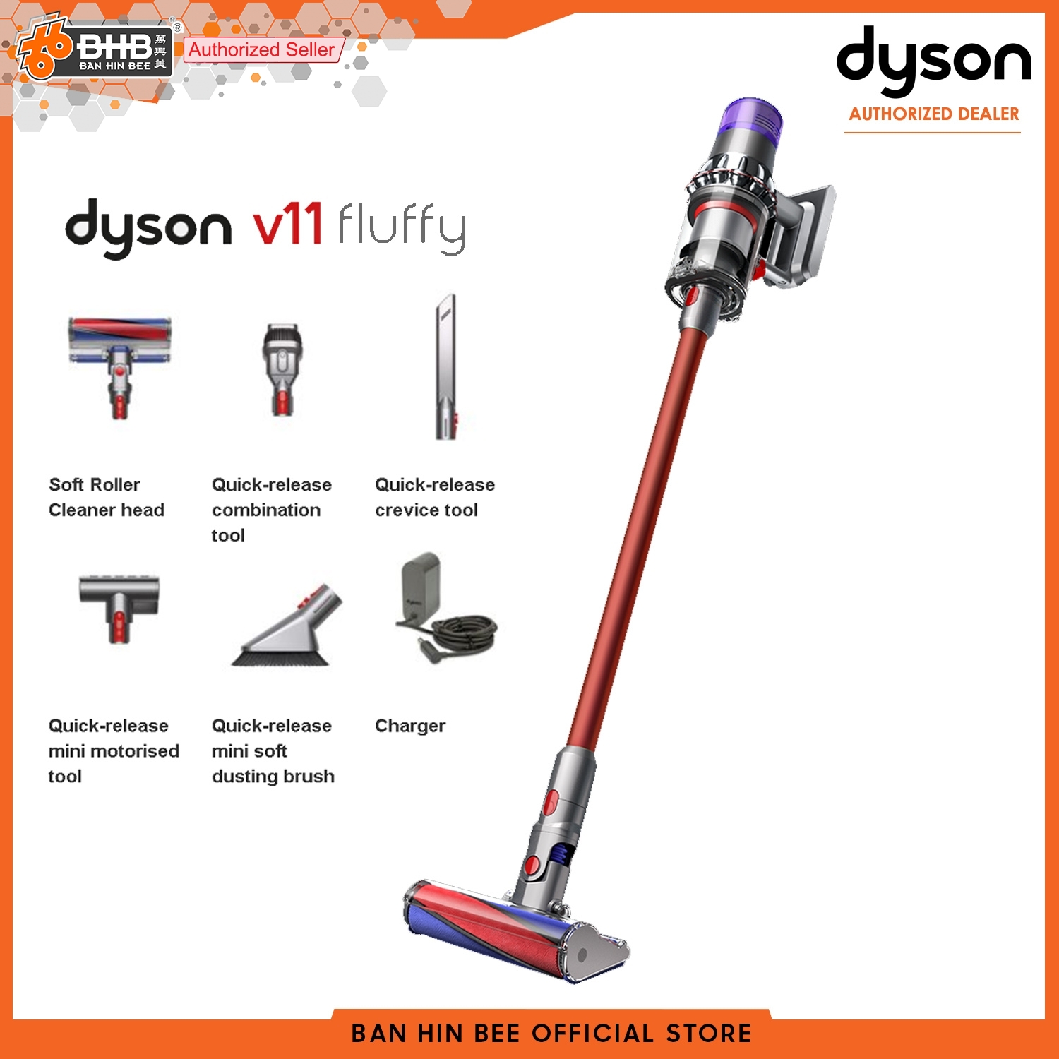 Dyson V11 Fluffy CordFree Vacuum Cleaner Red Color Shopee Malaysia