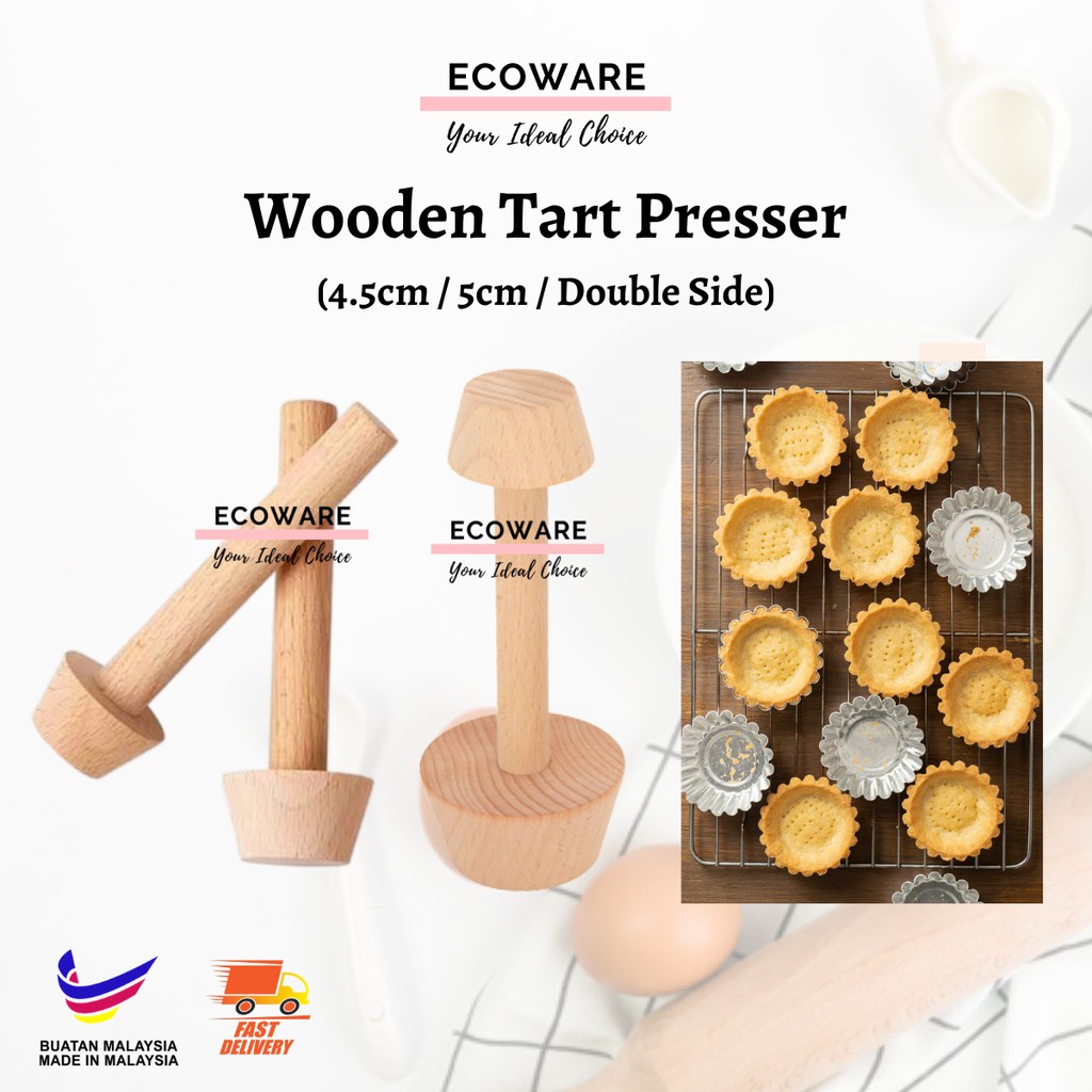 Wooden Tart Presser (4.5cm/5cm/Double Side) / Penekan Tart Shell