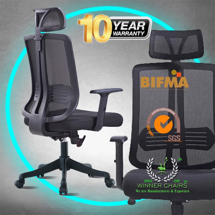 Office Chair 1033ABLK Ergonomic Highback Mesh Winner Chairs Shopee