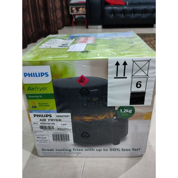 Philips Essential Air Fryer XL 6.2L (1.2kg) HD9270 Shopee Malaysia