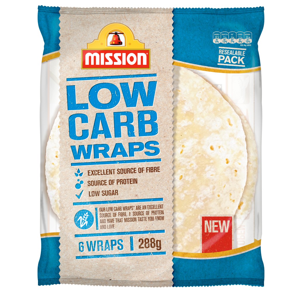 New MISSION REDUCED CARB 8 Excellent Source of Fiber Wraps 288g