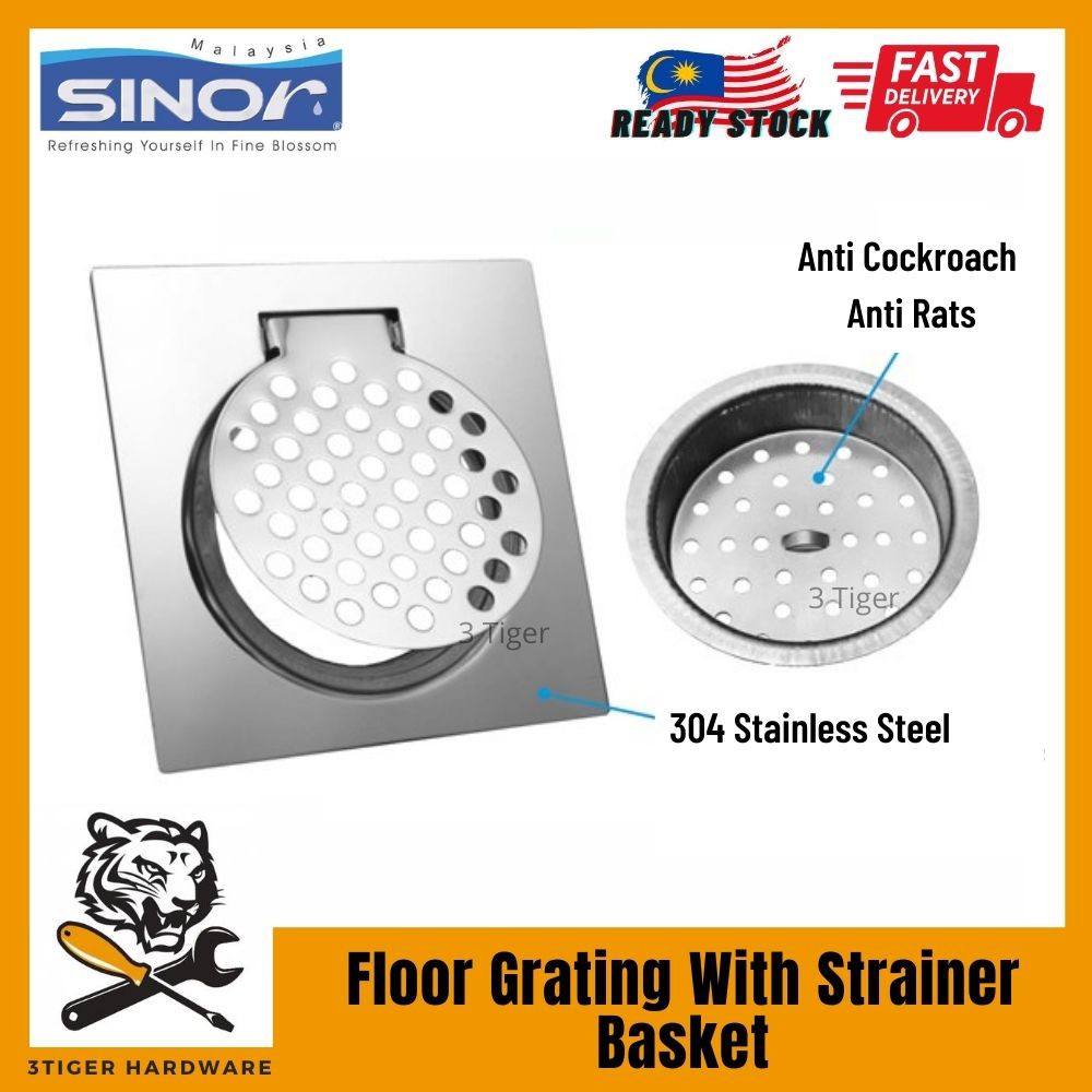 (Ready Stock) 304 Stainless Steel Floor Grating With Strainer Basket