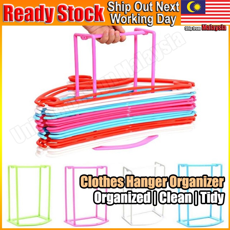 Portable Plastic Hanger Finishing Rack Home Storage Clothes Hanger Organizer Companion Shopee