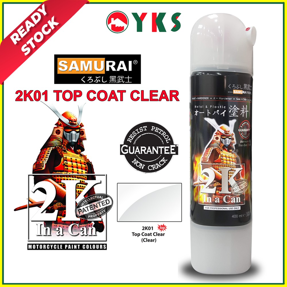 SAMURAI 2K01 Top Clear Coat Spray Paint Cat Motor for Metal & Plastic