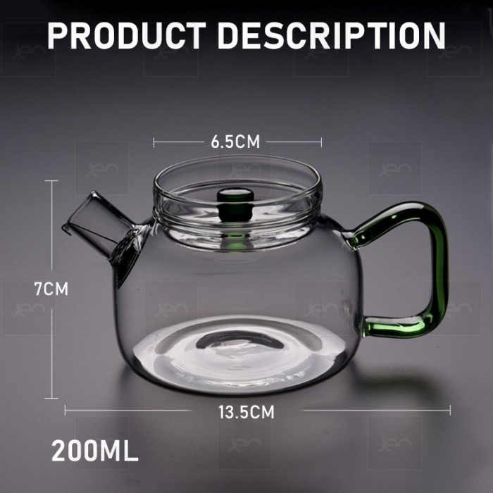 New 200ml Mini Jade Glass Tea Pot / Small Glass Teapot Coffee Teapot