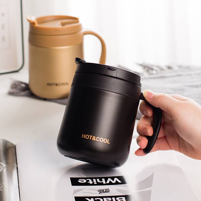 304 Stainless Steel Coffee Thermos Cup Office Tea Mug with Handle Cover
