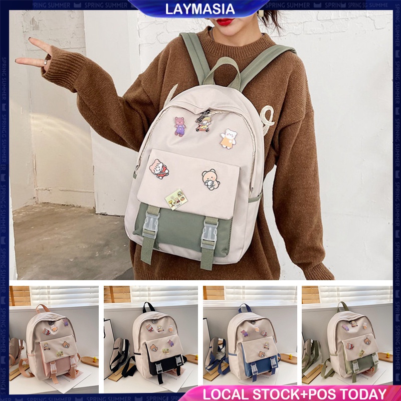 Ready Stock Korean style Backpack Women's backpack Simple School Bag